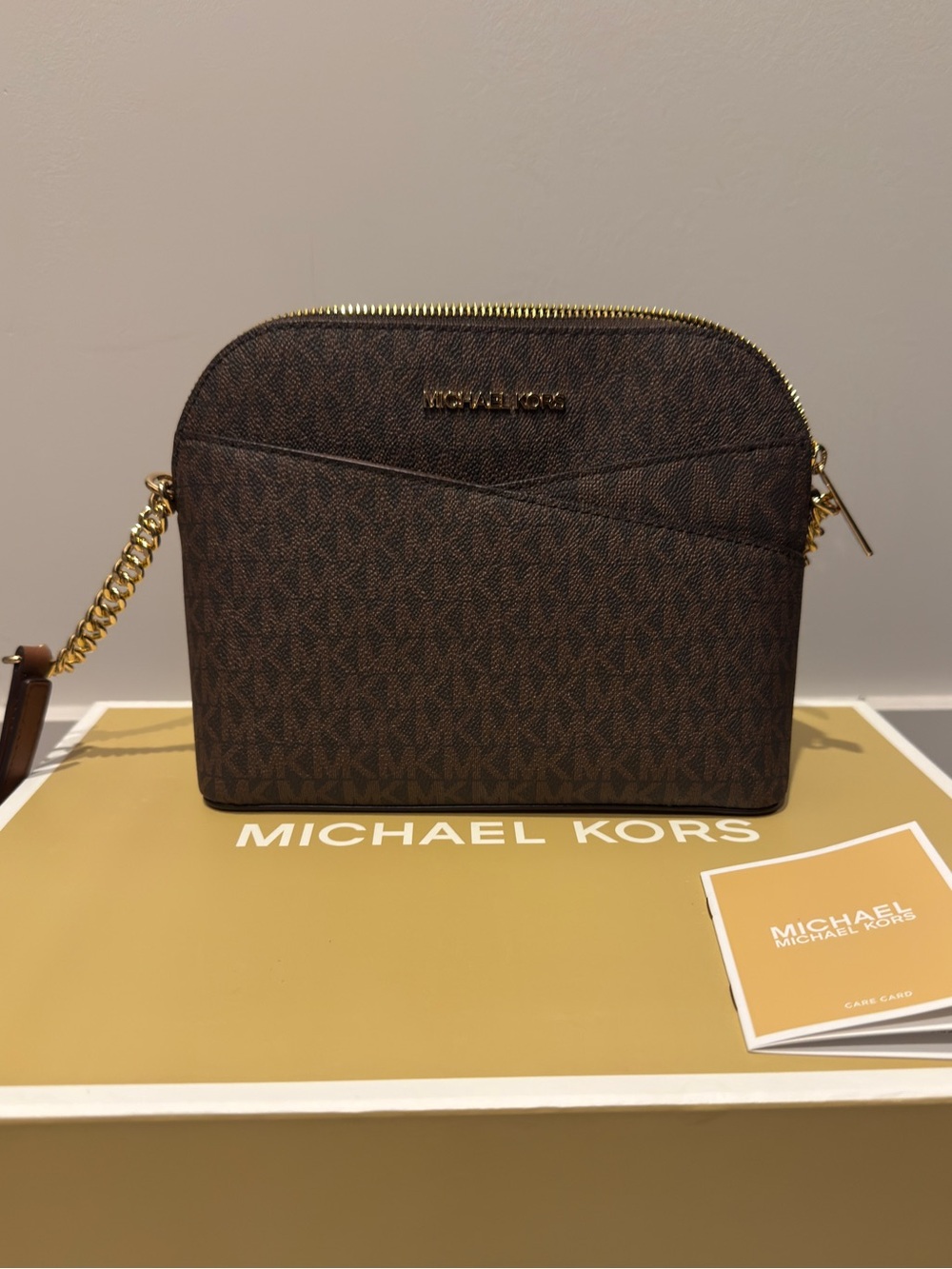 Michael Kors Brown Jet Set Travel Dome Cross Body Bag